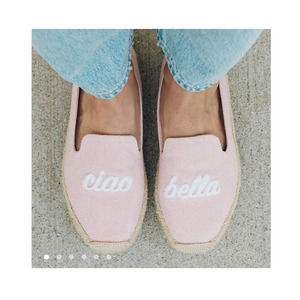 Anthropologie Soludos "Ciao bella"  Woven Platform Espadrilles Size 9.5 Pink‎